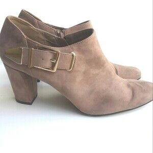 AEROSOLES Brown Ankle Boots with Gold Buckle